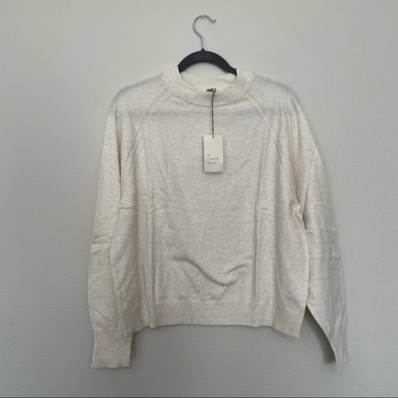 NWT a new day mock neck heathered oatmeal sweater sz.L - Picture 1 of 4